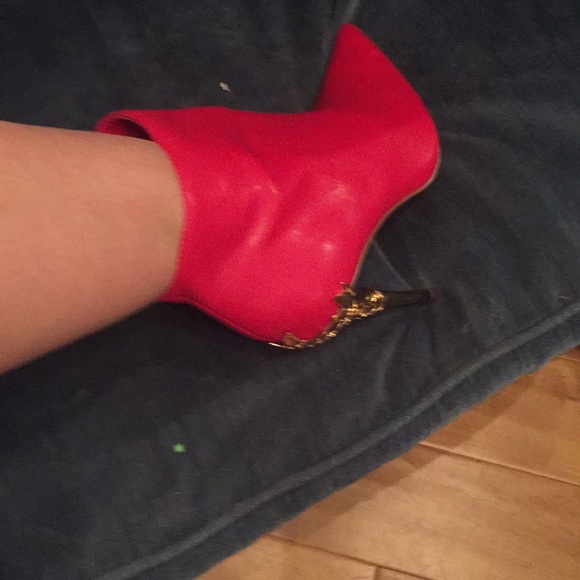 ShoeDazzle Gold Accent Stiletto Booties - Picture 7 of 8